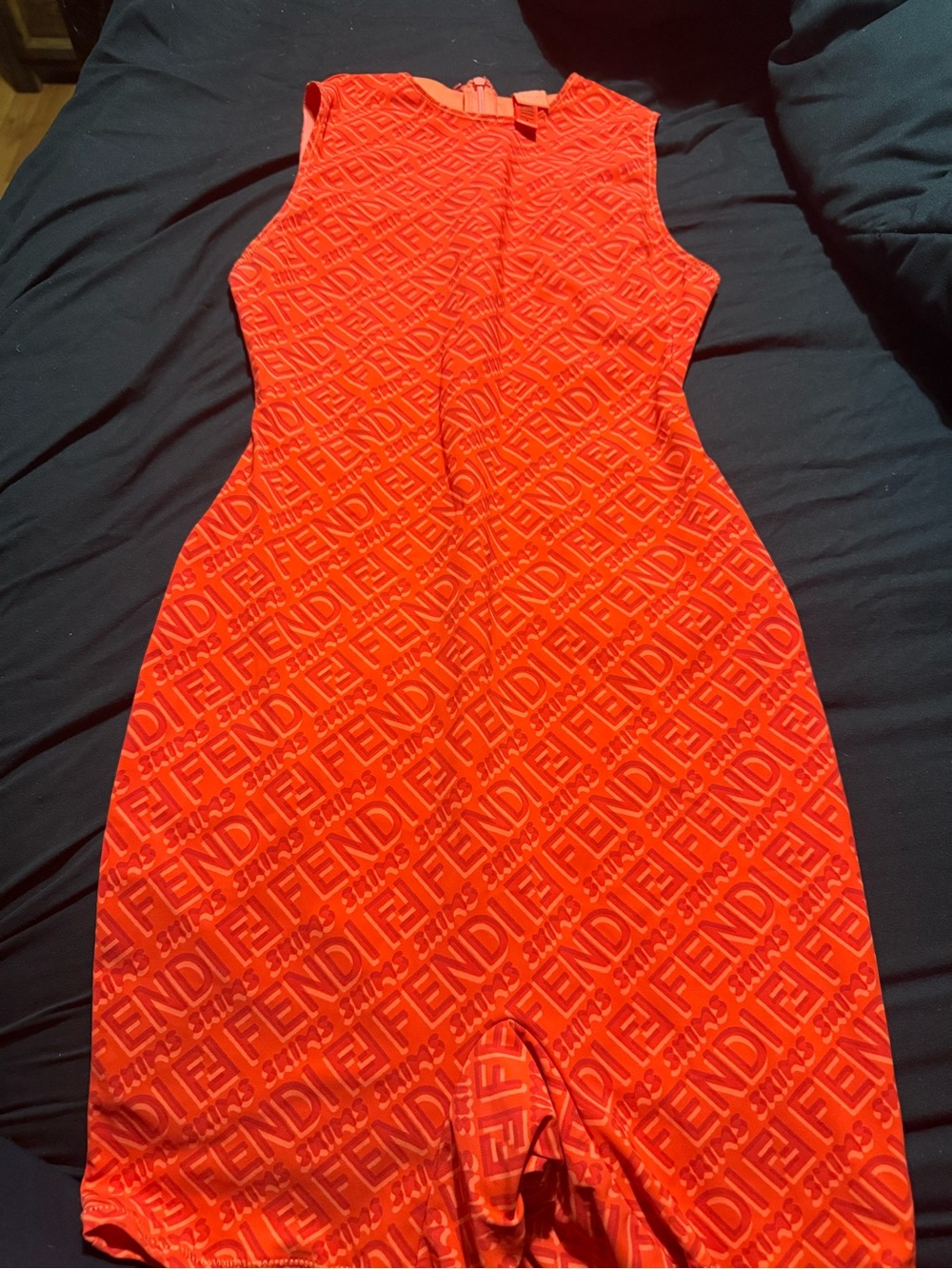 Skims Fendi Red Logo-Embossed Sleeveless Romper